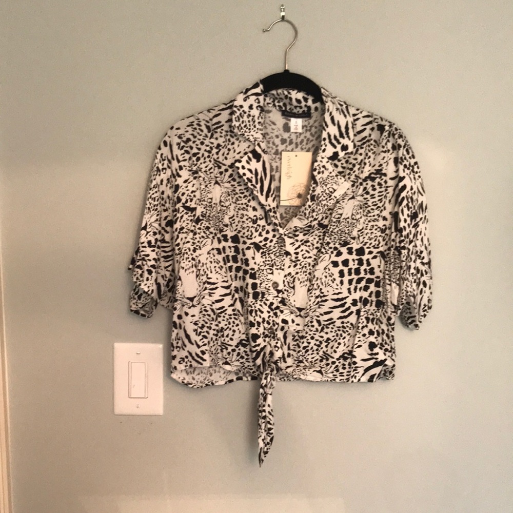 BLACK & WHITE MIDRIFF LADIES TOP SIZE S ANIMAL PRINT NORDSTROMS